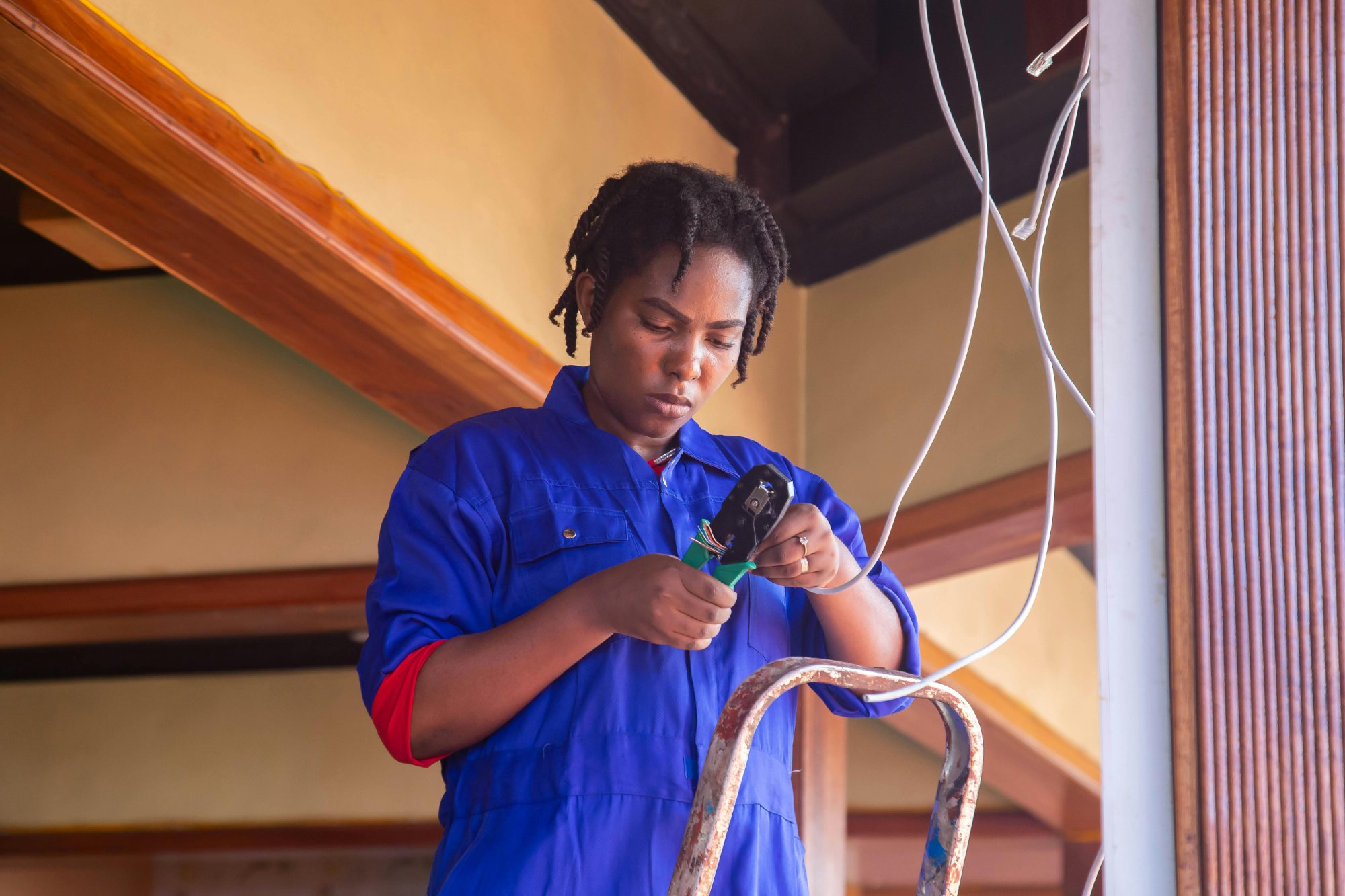 Electrician working on a job site